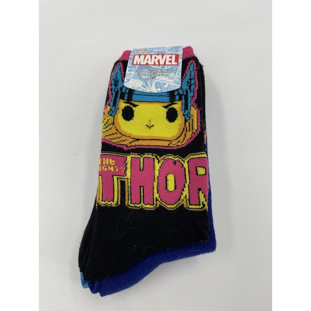 Marvel Funko Black Light Socks Thor Spider-Man Iron Man Brand New 3 Pack